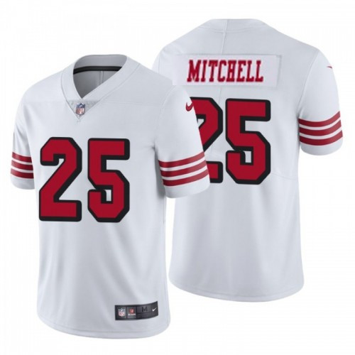 Men's San Francisco 49ers #25 Eli Mitchell White Vapor Untouchable Limited Stitched Jersey